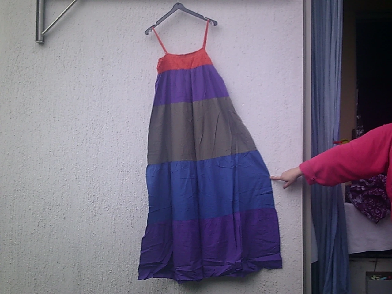 Long dress with flared bottom, 5 panels/multi-colored bands, 5 colors, size T.L tag – photo 4